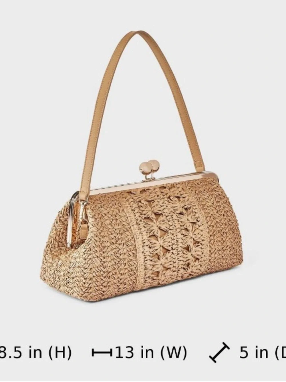 Straw Kiss Lock Clutch Bag NWT - Natural Brown Color - A New Day Brand